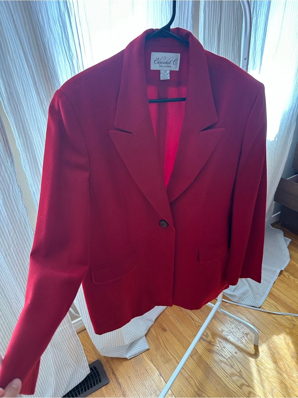 Chanel C Red Women's Single-Button Blazer